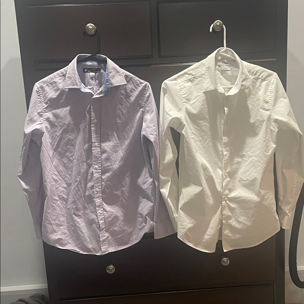 Boys Size 18 Lavender and White Dress Shirt Pair - Classic Button-Down